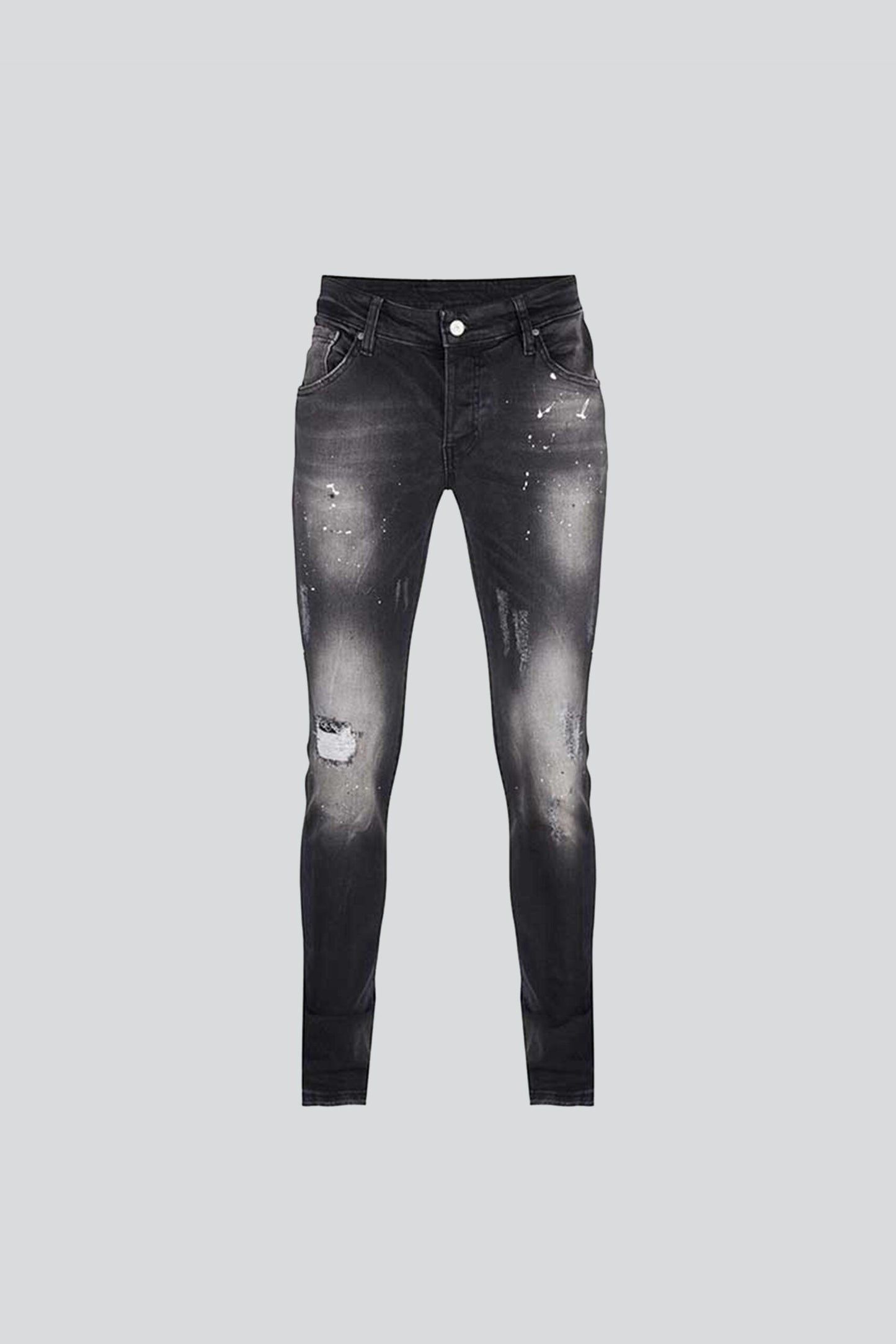 FERVENCY PAINT STAINS DARK DENIM JEANS